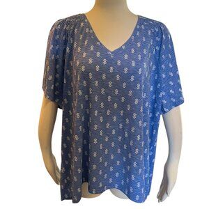 Wonderly 3X Blouse Blue Rayon Light Stretch
